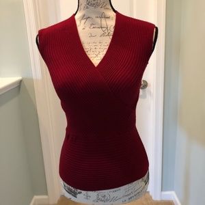 Red Burgundy wine knit cotton V neck